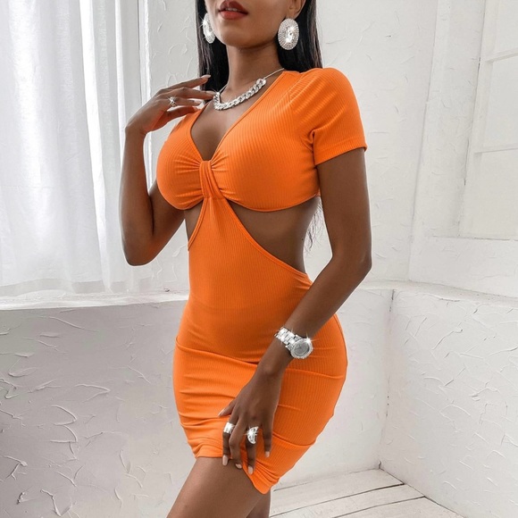 CLO ICOOL Women's Short Sleeve Split Bodycon Mini Dress - Picture 4 of 8